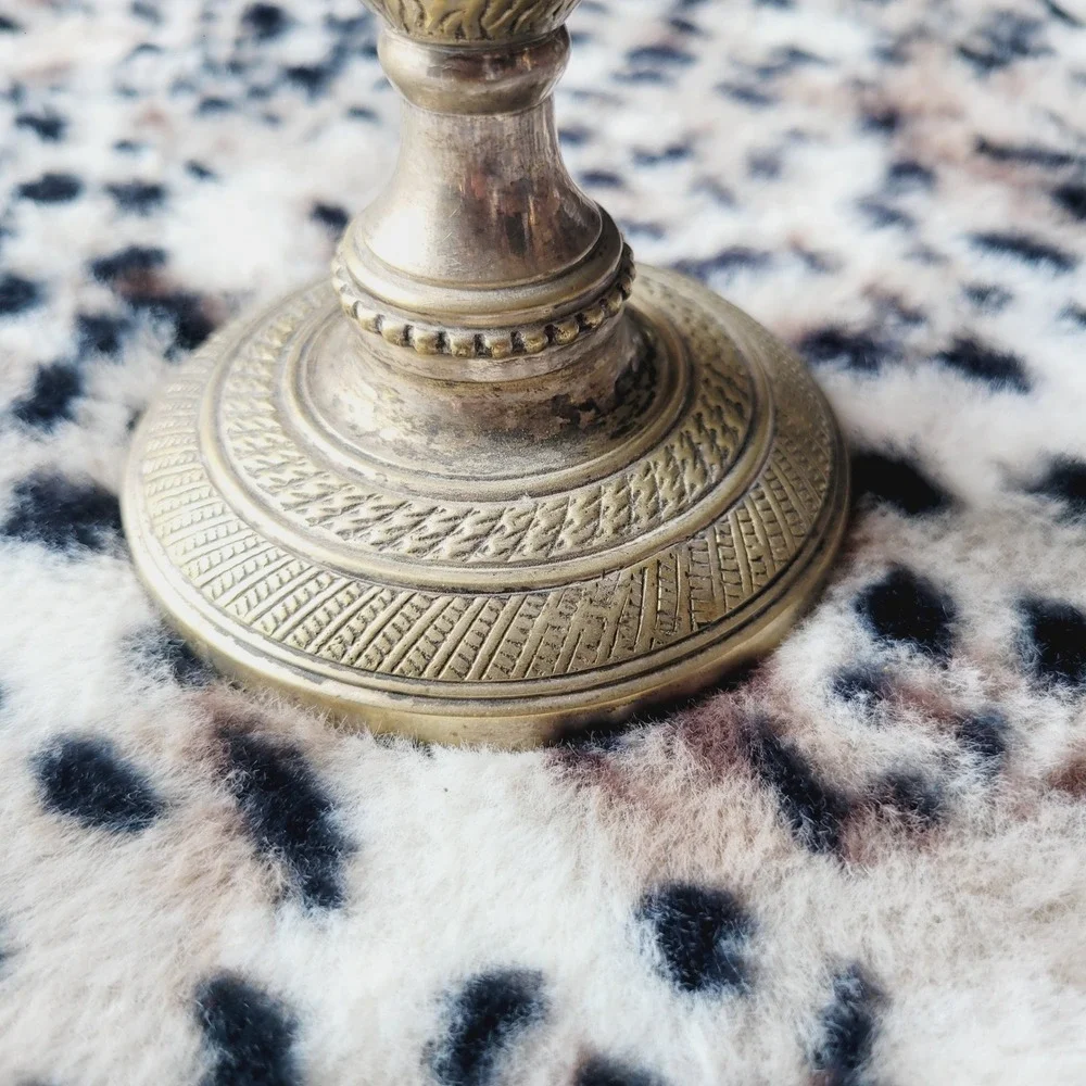 Vintage Silver Ornate Urn Candlestick Holder Classic Ribbed Metal 8